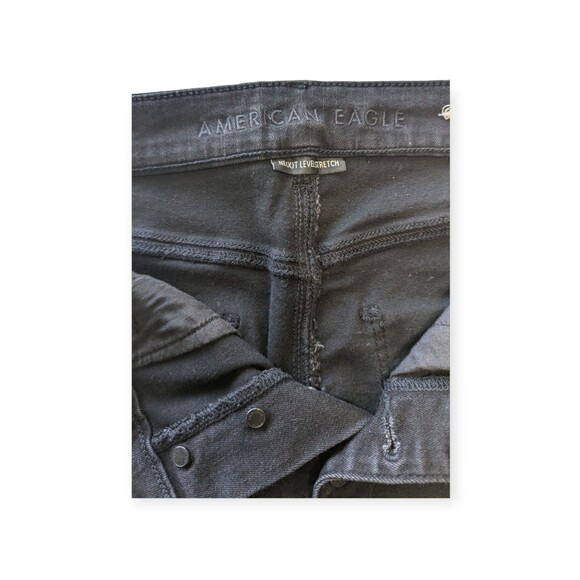 American Eagle Womens Black Curvy Highest Rise Flare Next Level Stretch 8 Xshort - Picture 4 of 9